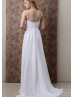 One Shoulder Ivory Chiffon Tulle Beaded Prom Dress